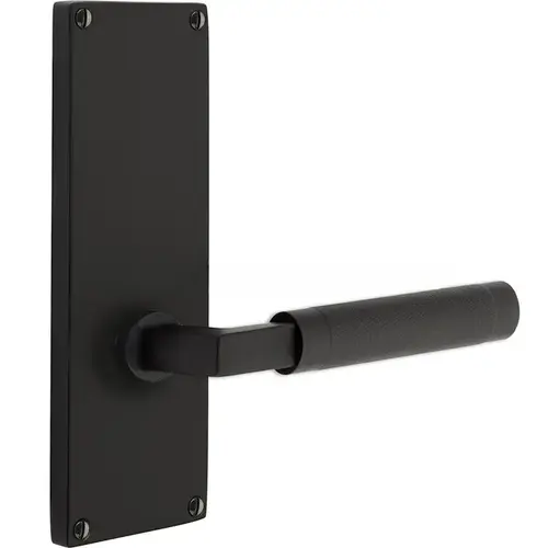 L-Square Stem Knurled Lever Dummy Pair with 9" Modern Non-Keyed Sideplate Lockset Flat Black Finish