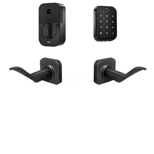 Yale Assure Lock 2 Bundle with Key Free Keypad Bluetooth Deadbolt, Norwood Lever Passage, and DoorSense BSP Black Suede Powder Coat Finish