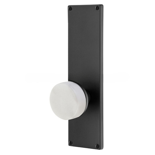 Conical Flat Black Stem with White Marble Knob Dummy Pair with 9" Modern Non-Keyed Sideplate Lockset Flat Black Finish