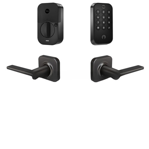 Yale Assure Lock 2 Bundle with Keypad Bluetooth Deadbolt, Valdosta Lever Passage, and DoorSense BSP Black Suede Powder Coat Finish