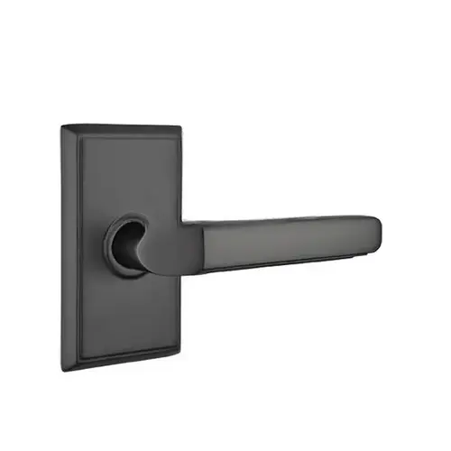 Milano Lever Dummy Pair with Rectangular Rose for 1-1/4" to 2" Door Flat Black Finish