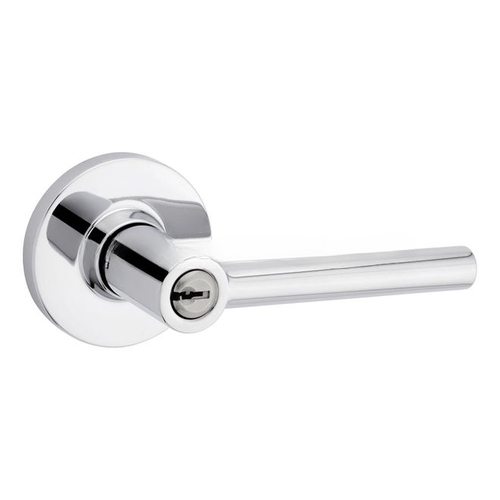 Reminy Lever Round Rose Push Button Entry Lock with RCAL Latch and RCS Strike Bright Chrome Finish