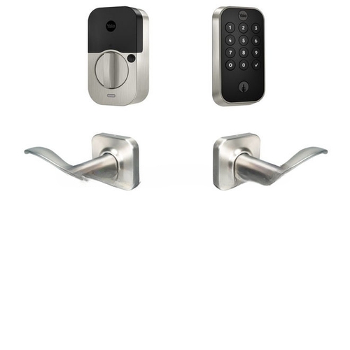 Yale Assure Lock 2 Bundle with Keypad Bluetooth Deadbolt, Norwood Lever Passage, and DoorSense US15 (619) Satin Nickel Finish