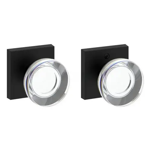 Full Dummy Contemporary Crystal Knob and Contemporary Square Rose Satin Black Finish