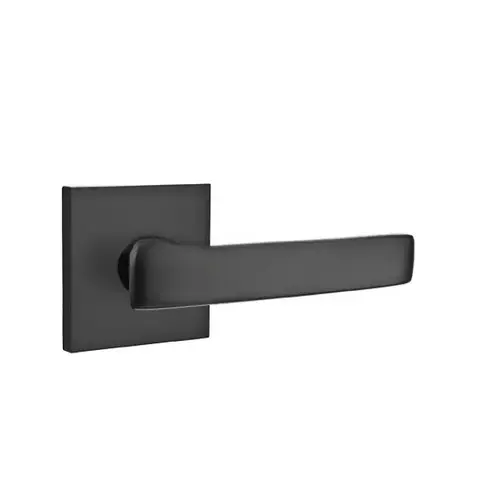 Geneva Lever Dummy Pair with Square Rose for 1-1/4" to 2" Door Flat Black Finish