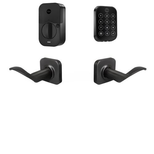 Yale Assure Lock 2 Bundle with Key Free Touchscreen Wi Fi Deadbolt, Norwood Lever Passage, and DoorSense BSP Black Suede Powder Coat Finish