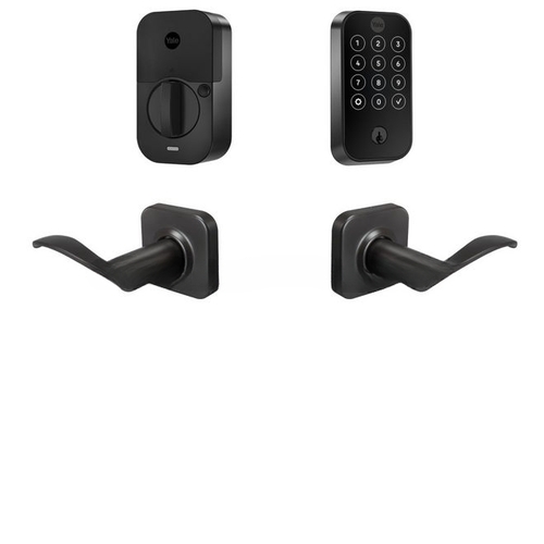 Yale Assure Lock 2 Bundle with Touchscreen Wi Fi Deadbolt, Norwood Lever Passage, and DoorSense BSP Black Suede Powder Coat Finish