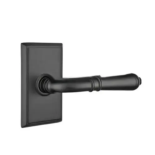 Turino Lever Dummy Pair with Rectangular Rose for 1-1/4" to 2" Door Flat Black Finish