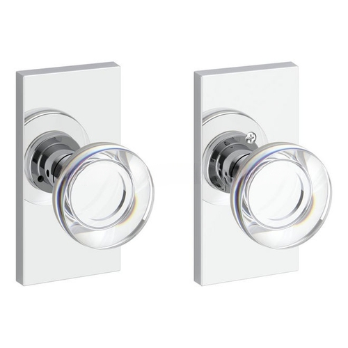 Privacy Contemporary Crystal Knob and Contemporary 5" Rose with 6AL Latch and Dual Strike Bright Chrome Finish