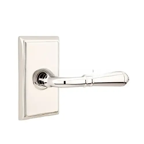 Turino Lever Dummy Pair with Rectangular Rose for 1-1/4" to 2" Door Polished Nickel Lifetime Finish