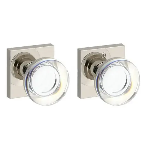 Full Dummy Contemporary Crystal Knob and Contemporary Square Rose Lifetime Bright Nickel Finish