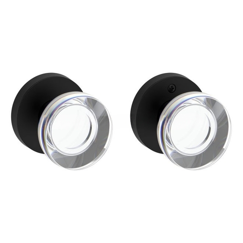 Full Dummy Contemporary Crystal Knob and Contemporary Round Rose Satin Black Finish