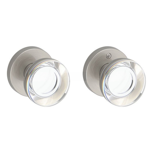 Full Dummy Contemporary Crystal Knob and Contemporary Round Rose Satin Nickel Finish