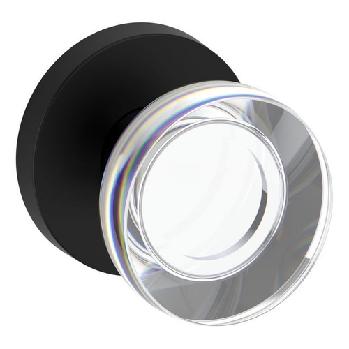 Half Dummy Contemporary Crystal Knob and Contemporary Round Rose Satin Black Finish