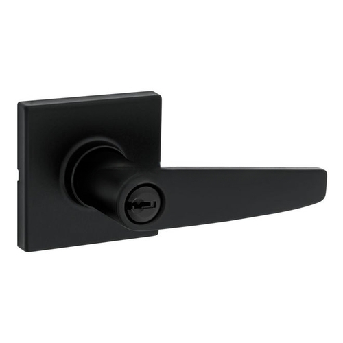 Winston Lever Square Rose Push Button Entry Lock with RCAL Latch and RCS Strike Matte Black Finish