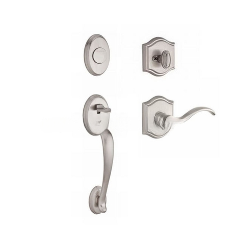 Full Dummy Columbus Handleset Right Hand Curve Lever and Traditional Arch Rose Satin Nickel Finish