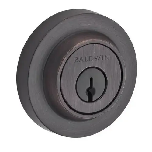 Single Cylinder Contemporary Round Deadbolt with 6AL Latch and Dual Strike Venetian Bronze by Bright Chrome Finish