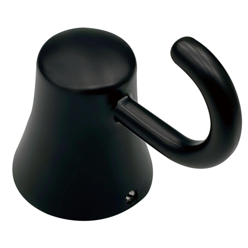 Single Robe Hook, 1-Hook, 1-1/8 in Opening, Zinc, Matte Black