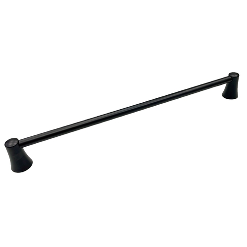 Towel Bar, 24 in L Rod, Zinc/Aluminum, Matte Black, Wall Mounting