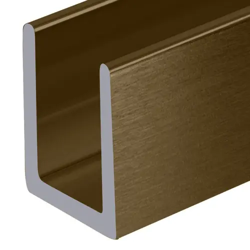 Brushed Bronze 3/8" Fixed Panel Shower Door Deep U-Channel -  36" Stock Length - pack of 10