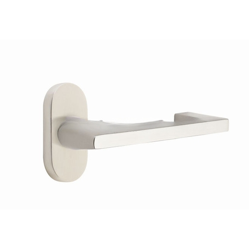 Argos Lever Left Hand Single-Sided Dummy with 1-1/2" X 3" Oval Stretto Narrow Trim Lockset for 1-1/4" to 1-3/4" Door Satin Nickel Finish