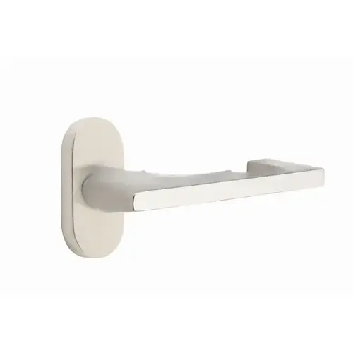 Argos Lever Right Hand Dummy Pair with 1-1/2" X 3" Oval Stretto Narrow Trim Lockset for 1-1/4" to 1-3/4" Door Satin Nickel Finish