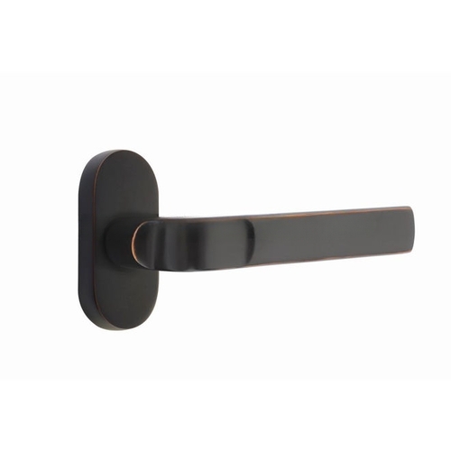 Aston Lever Right Hand Dummy Pair with 1-1/2" X 3" Oval Stretto Narrow Trim Lockset for 1-1/4" to 1-3/4" Door Oil Rubbed Bronze Finish