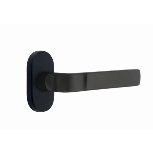 Aston Lever Left Hand Dummy Pair with 1-1/2" X 3" Oval Stretto Narrow Trim Lockset for 1-1/4" to 1-3/4" Door Flat Black Finish