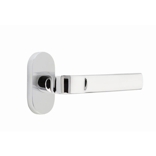 Aston Lever Left Hand Dummy Pair with 1-1/2" X 3" Oval Stretto Narrow Trim Lockset for 1-1/4" to 1-3/4" Door Polished Chrome Finish