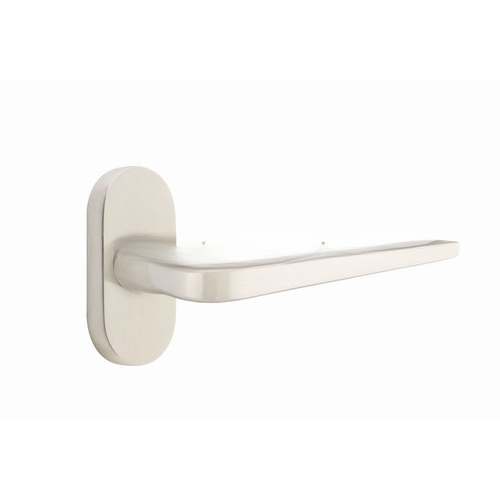 Athena Lever Left Hand Single-Sided Dummy with 1-1/2" X 3" Oval Stretto Narrow Trim Lockset for 1-1/4" to 1-3/4" Door Satin Nickel Finish