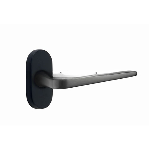 Athena Lever Left Hand Single-Sided Dummy with 1-1/2" X 3" Oval Stretto Narrow Trim Lockset for 1-1/4" to 1-3/4" Door Flat Black Finish