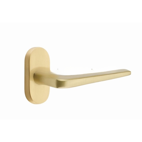 Athena Lever Right Hand Dummy Pair with 1-1/2" X 3" Oval Stretto Narrow Trim Lockset for 1-1/4" to 1-3/4" Door Satin Brass Finish