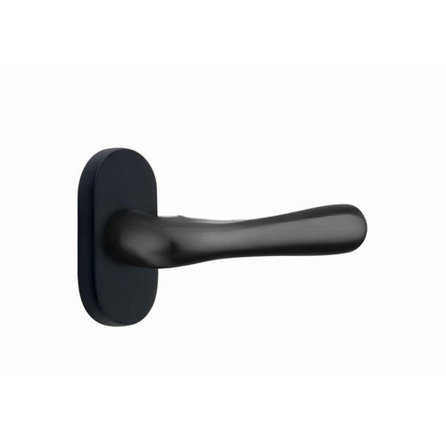 Basel Lever Right Hand Dummy Pair with 1-1/2" X 3" Oval Stretto Narrow Trim Lockset for 1-1/4" to 1-3/4" Door Flat Black Finish