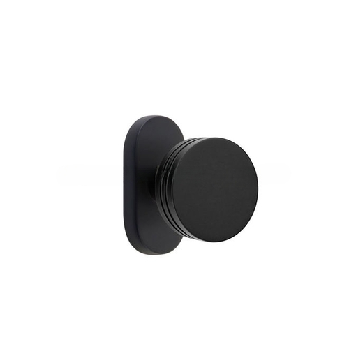 Bern Knob Single-Sided Dummy with 1-1/2" X 3" Oval Stretto Narrow Trim Lockset for 1-1/4" to 1-3/4" Door Flat Black Finish