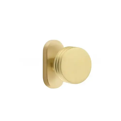 Bern Knob Dummy Pair with 1-1/2" X 3" Oval Stretto Narrow Trim Lockset for 1-1/4" to 1-3/4" Door Satin Brass Finish