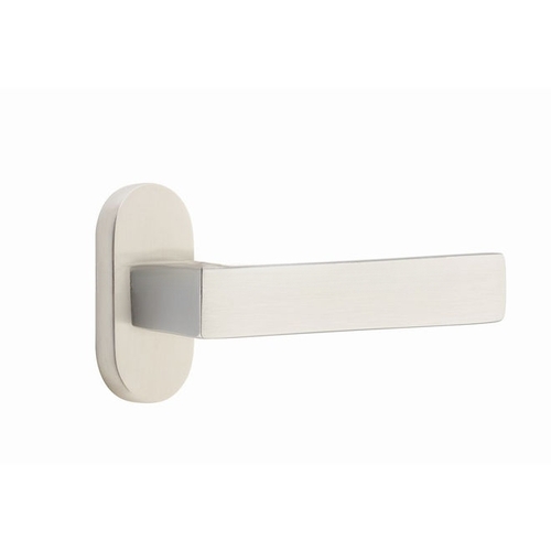 Dumont Lever Left Hand Single-Sided Dummy with 1-1/2" X 3" Oval Stretto Narrow Trim Lockset for 1-1/4" to 1-3/4" Door Satin Nickel Finish