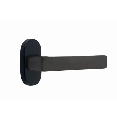 Dumont Lever Left Hand Single-Sided Dummy with 1-1/2" X 3" Oval Stretto Narrow Trim Lockset for 1-1/4" to 1-3/4" Door Flat Black Finish