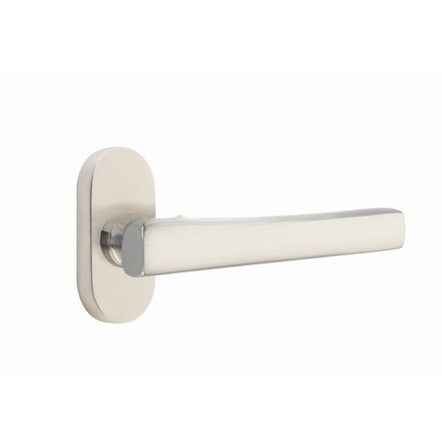 Freestone Lever Right Hand Single-Sided Dummy with 1-1/2" X 3" Oval Stretto Narrow Trim Lockset for 1-1/4" to 1-3/4" Door Satin Nickel Finish