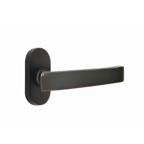 Geneva Lever Left Hand Dummy Pair with 1-1/2" X 3" Oval Stretto Narrow Trim Lockset for 1-1/4" to 1-3/4" Door Oil Rubbed Bronze Finish