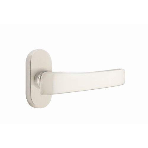 Geneva Lever Left Hand Single-Sided Dummy with 1-1/2" X 3" Oval Stretto Narrow Trim Lockset for 1-1/4" to 1-3/4" Door Satin Nickel Finish