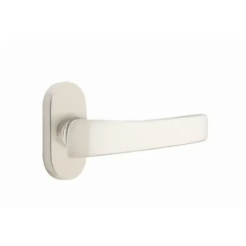 Geneva Lever Right Hand Dummy Pair with 1-1/2" X 3" Oval Stretto Narrow Trim Lockset for 1-1/4" to 1-3/4" Door Satin Nickel Finish