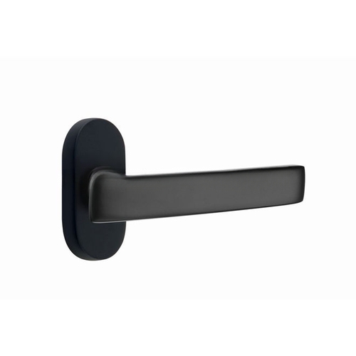 Geneva Lever Left Hand Dummy Pair with 1-1/2" X 3" Oval Stretto Narrow Trim Lockset for 1-1/4" to 1-3/4" Door Flat Black Finish