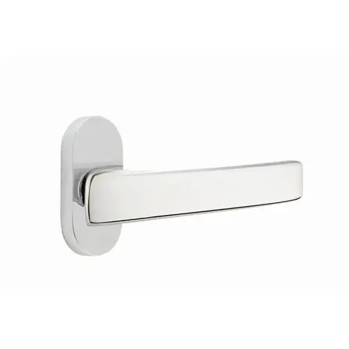 Geneva Lever Left Hand Dummy Pair with 1-1/2" X 3" Oval Stretto Narrow Trim Lockset for 1-1/4" to 1-3/4" Door Polished Chrome Finish