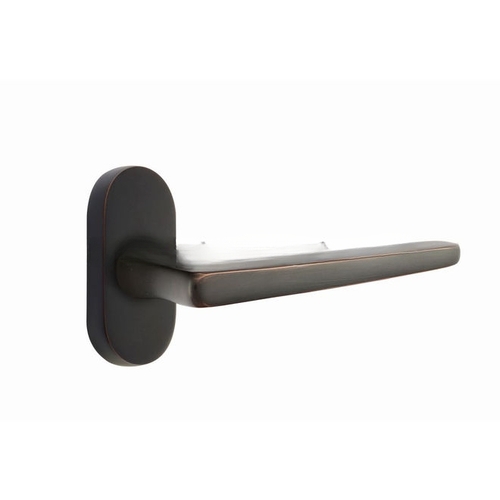 Hermes Lever Right Hand Dummy Pair with 1-1/2" X 3" Oval Stretto Narrow Trim Lockset for 1-1/4" to 1-3/4" Door Oil Rubbed Bronze Finish