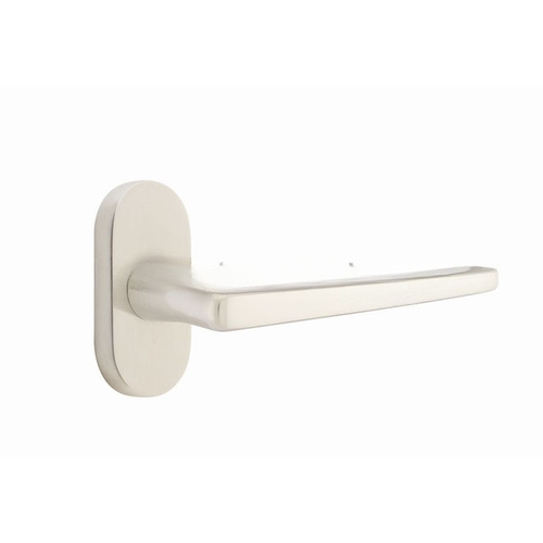 Hermes Lever Left Hand Single-Sided Dummy with 1-1/2" X 3" Oval Stretto Narrow Trim Lockset for 1-1/4" to 1-3/4" Door Satin Nickel Finish