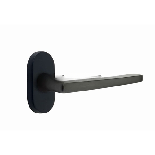 Hermes Lever Left Hand Dummy Pair with 1-1/2" X 3" Oval Stretto Narrow Trim Lockset for 1-1/4" to 1-3/4" Door Flat Black Finish