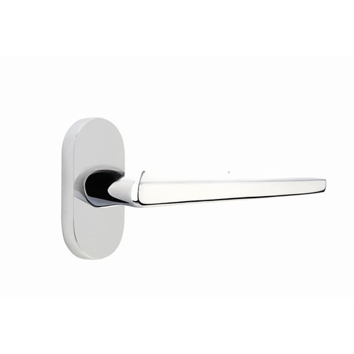 Hermes Lever Left Hand Single-Sided Dummy with 1-1/2" X 3" Oval Stretto Narrow Trim Lockset for 1-1/4" to 1-3/4" Door Polished Chrome Finish