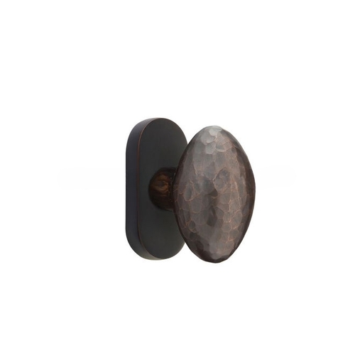 Hammered Egg Knob Dummy Pair with 1-1/2" X 3" Oval Stretto Narrow Trim Lockset for 1-1/4" to 1-3/4" Door Oil Rubbed Bronze Finish