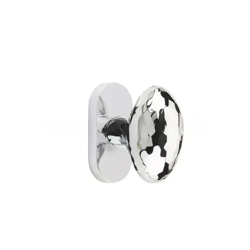 Hammered Egg Knob Single-Sided Dummy with 1-1/2" X 3" Oval Stretto Narrow Trim Lockset for 1-1/4" to 1-3/4" Door Polished Chrome Finish