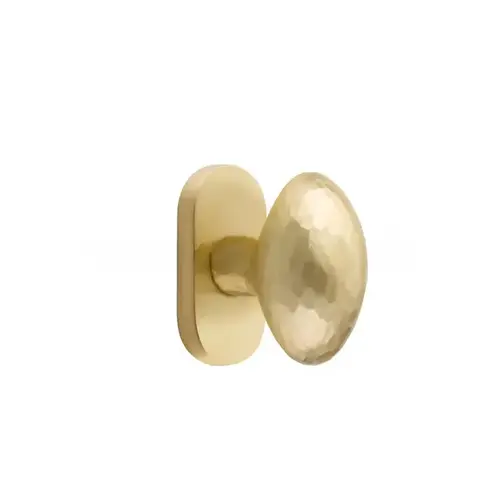 Hammered Egg Knob Dummy Pair with 1-1/2" X 3" Oval Stretto Narrow Trim Lockset for 1-1/4" to 1-3/4" Door Satin Brass Finish